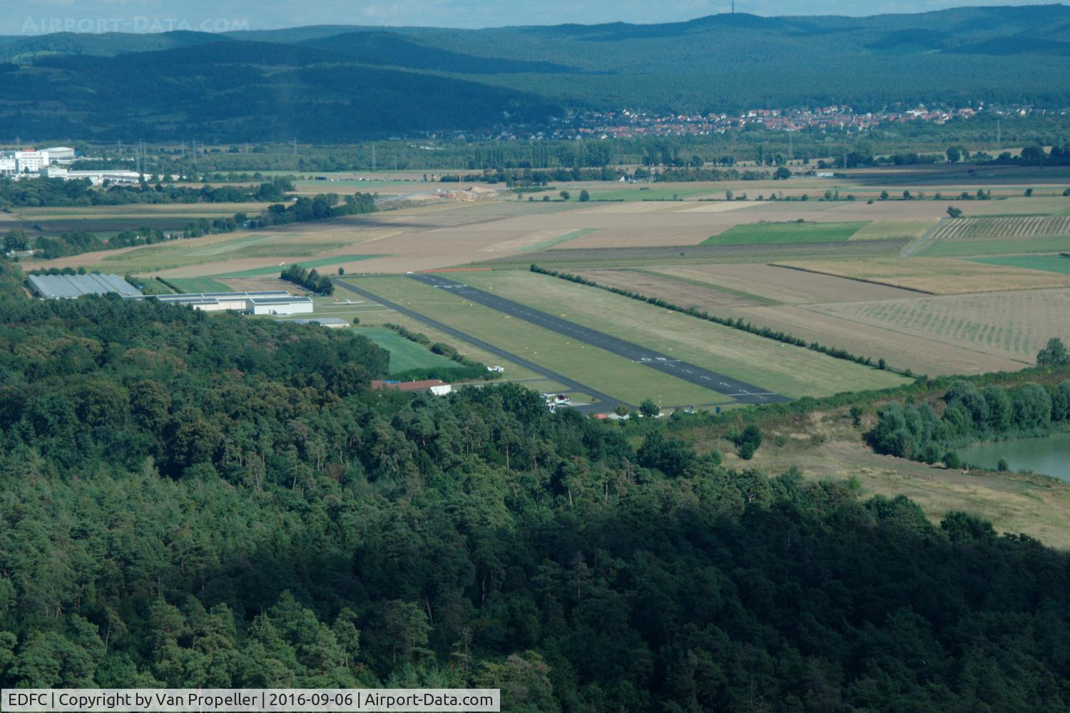 EDFC Airport - Approaching runway 08 of Aschaffenburg airport, Germany