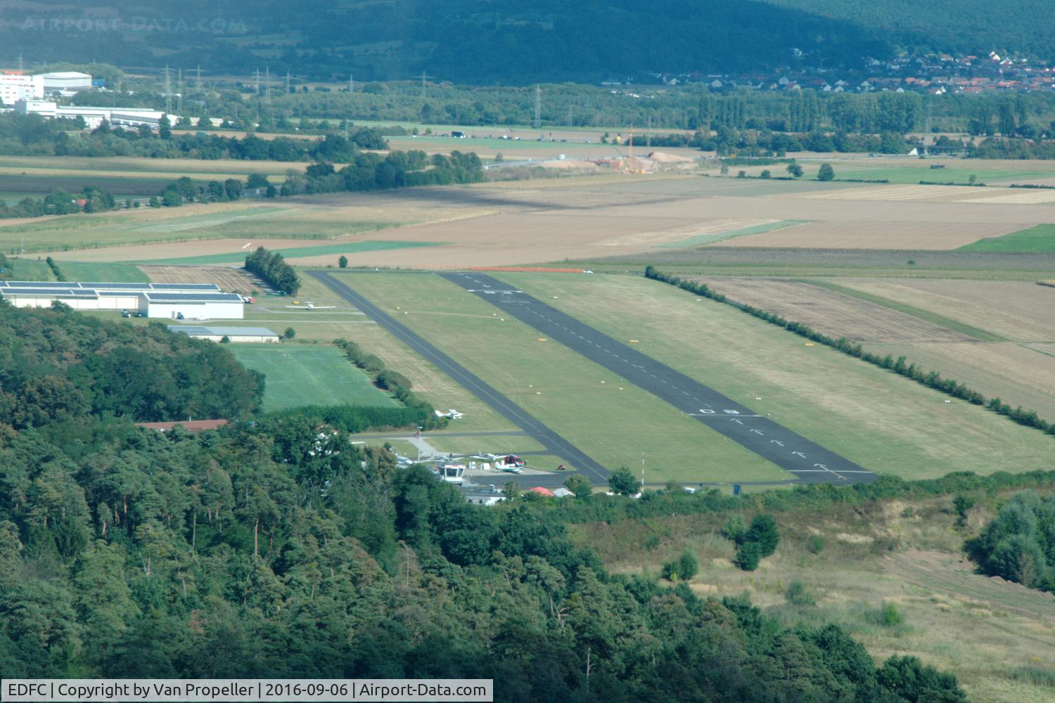 EDFC Airport - Approaching runway 08 of Aschaffenburg airport, Germany