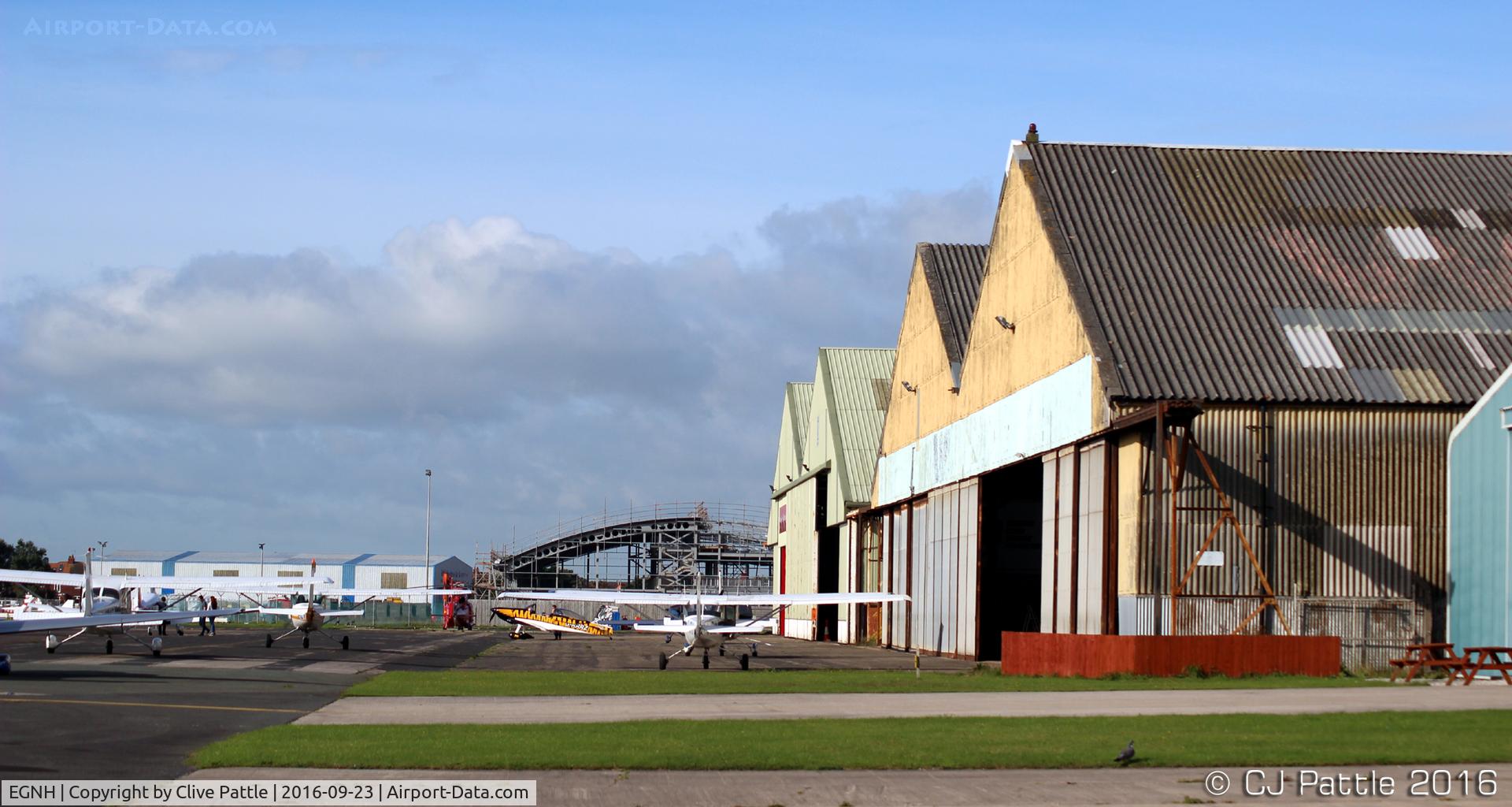 Blackpool International Airport, Blackpool, England United Kingdom (EGNH) - North side apron and hangars at Blackpool EGNH