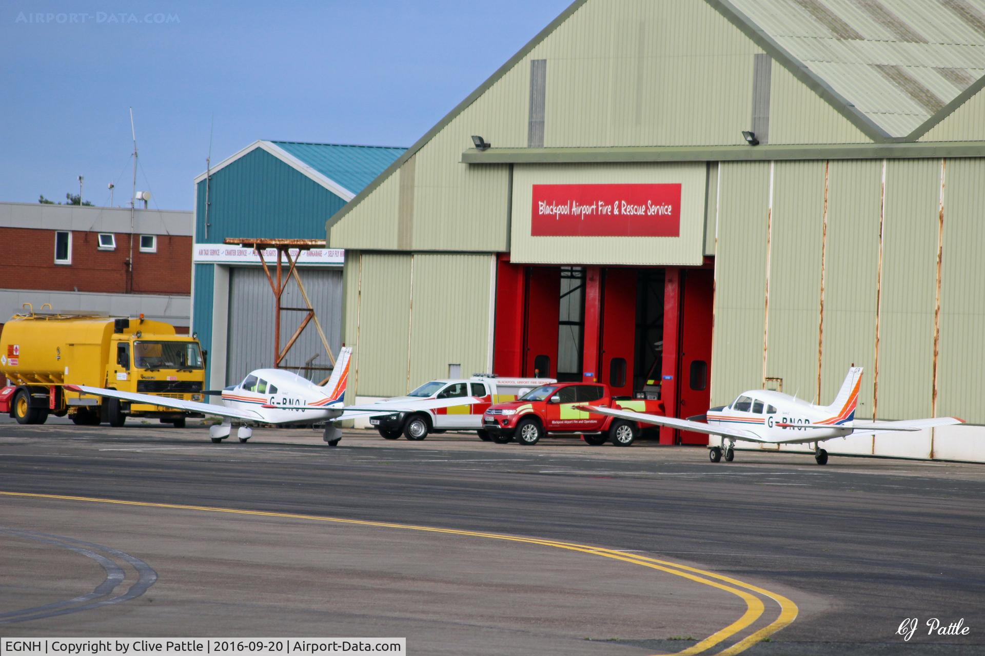 Blackpool International Airport, Blackpool, England United Kingdom (EGNH) - The fire station and apron at Blackpool EGNH