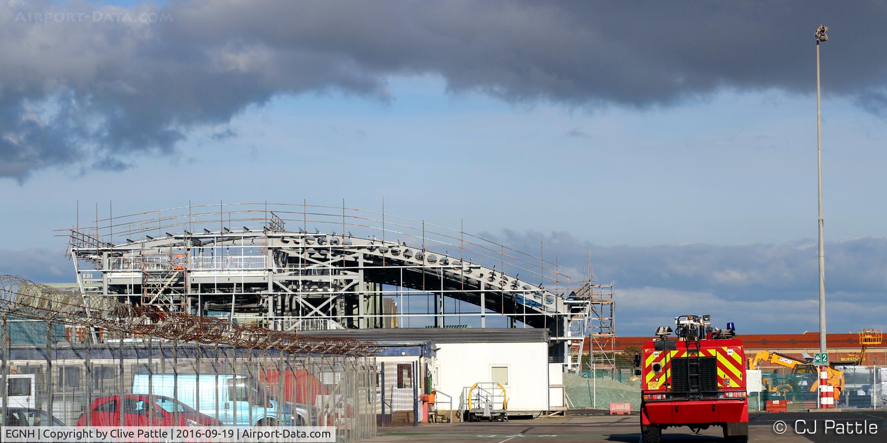 Blackpool International Airport, Blackpool, England United Kingdom (EGNH) - Building work at Blackpool EGNH, killing off the likliehood larger jet passenger services returning by replacing the historic PAX terminal with a new Learning Centre.....