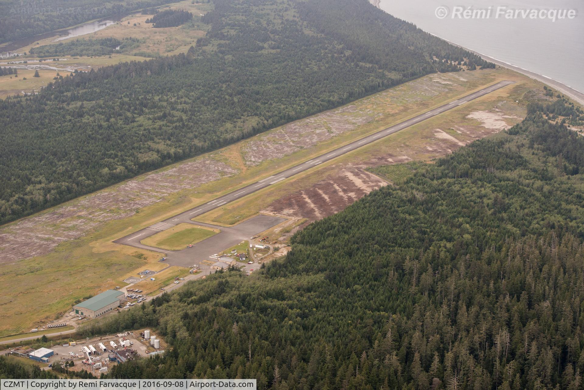 Masset Airport, Masset, British Columbia Canada (CZMT) - View NW flying over airport.