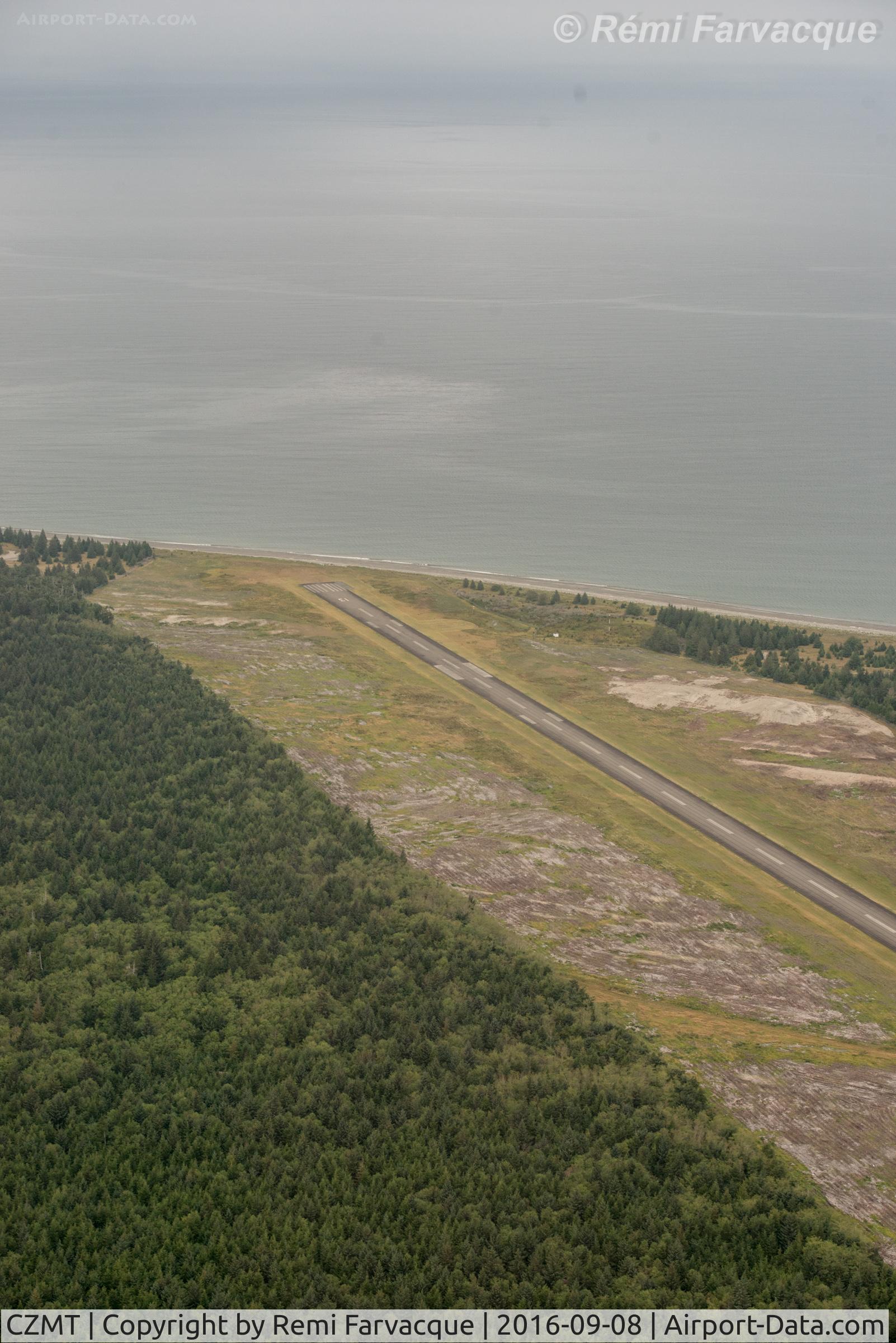 Masset Airport, Masset, British Columbia Canada (CZMT) - View north over north end of strip.
