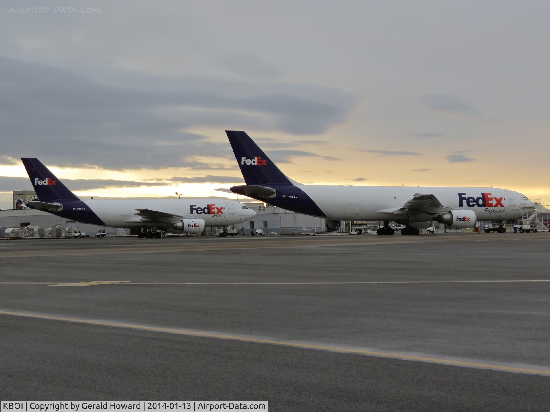 Boise Air Terminal/gowen Fld Airport (BOI) - Fed Ex ramp early morning.