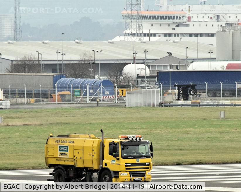 George Best Belfast City Airport, Belfast, Northern Ireland United Kingdom (EGAC) - DAF Scarab runway sweeper.