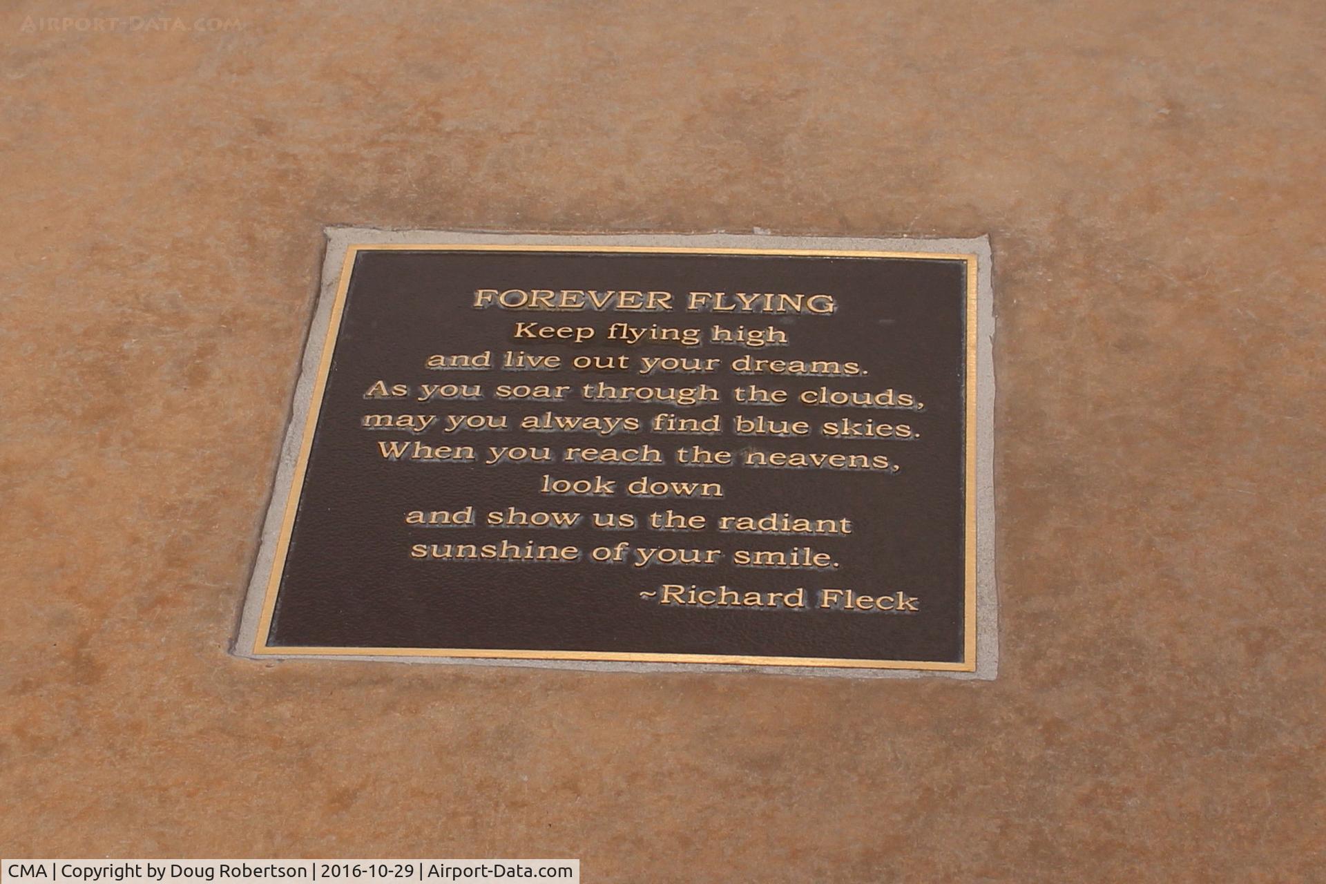 Camarillo Airport (CMA) - Tribute Plaque at CMA Airport Public View Park