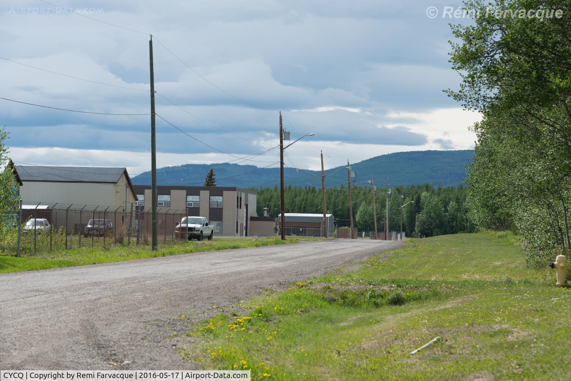 Chetwynd Airport, Chetwynd, British Columbia Canada (CYCQ) - View west down main service / access road.