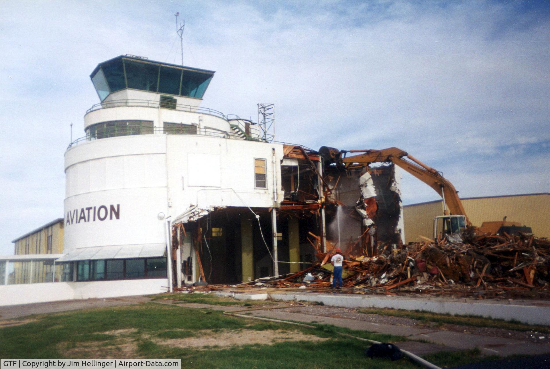 Great Falls International Airport (GTF) - The original art-deco style terminal being torn down in the late 90's.