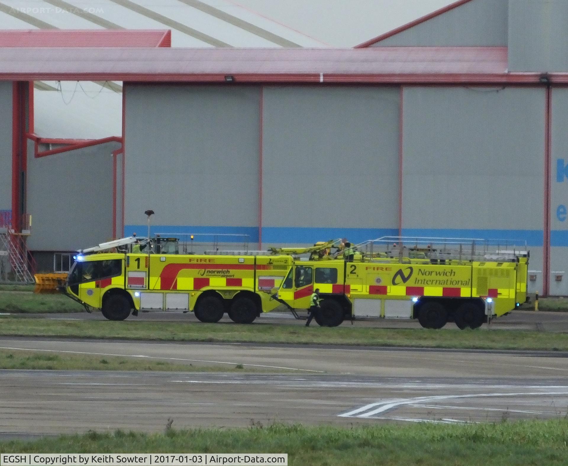 Norwich International Airport, Norwich, England United Kingdom (EGSH) - Two fire tenders