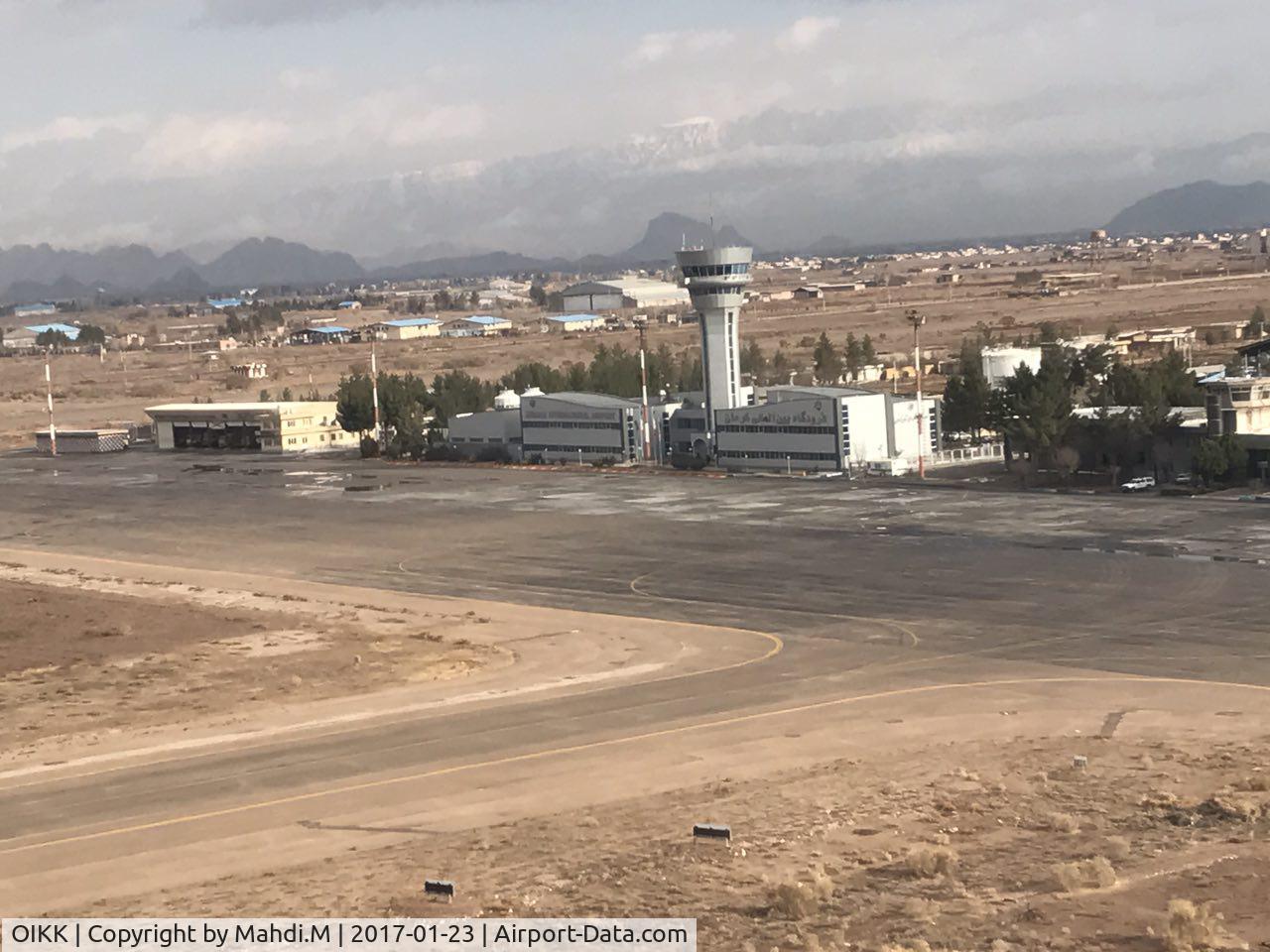 Kerman Airport, Kerman Iran (Islamic Republic of) (OIKK) - Centeral ramp of Kerman international airport .From light aircraft(P-92 JS-delux)cockpit(Botia Mahan Aviation College)