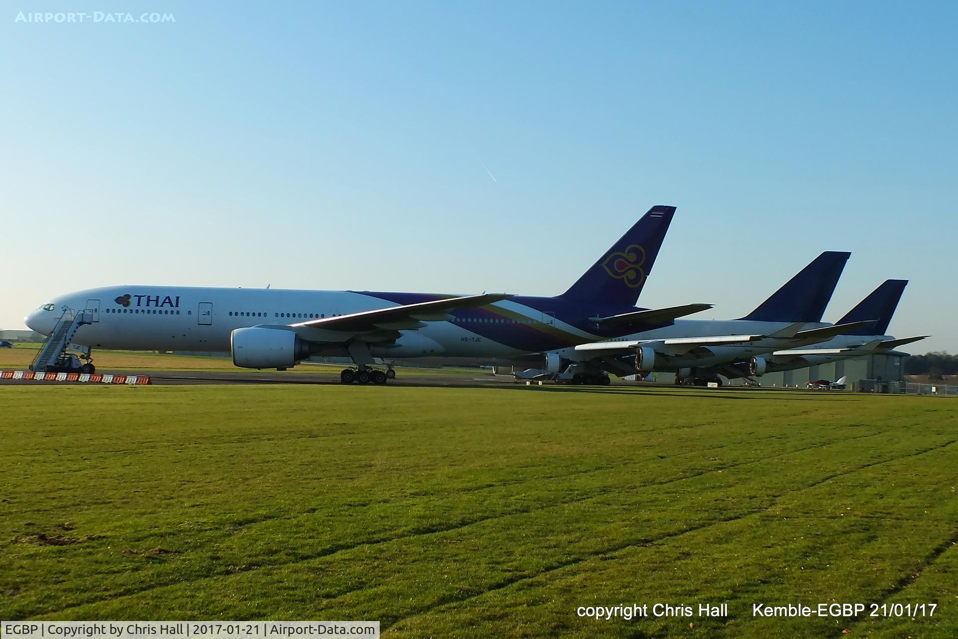 Kemble Airport, Kemble, England United Kingdom (EGBP) - Thai B777 and 2 Saudia B747 in storage at Kemble