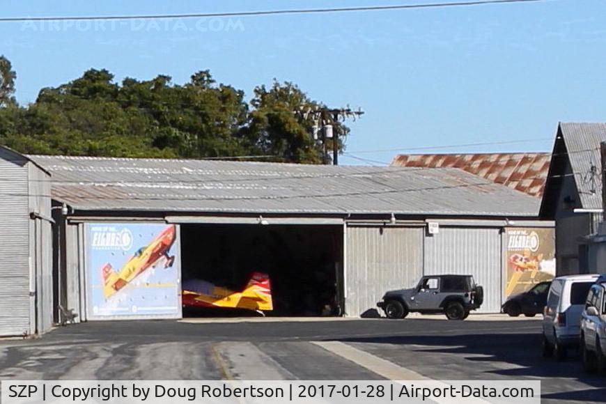 Santa Paula Airport (SZP) - 24 BEECH TAXI. This is the largest private aircraft hangar at Santa Paula Airport used for aircraft hangaring.