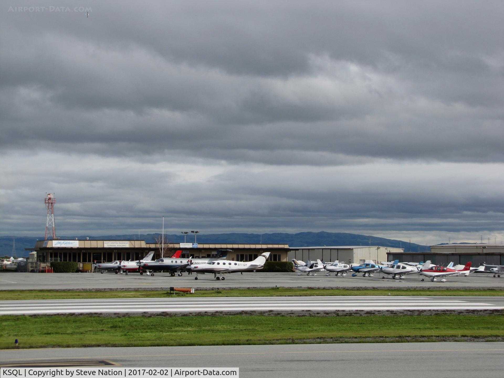 San Carlos Airport (SQL) - General Aviation Ramp @ San Carlos Airport, CA on rainy February day