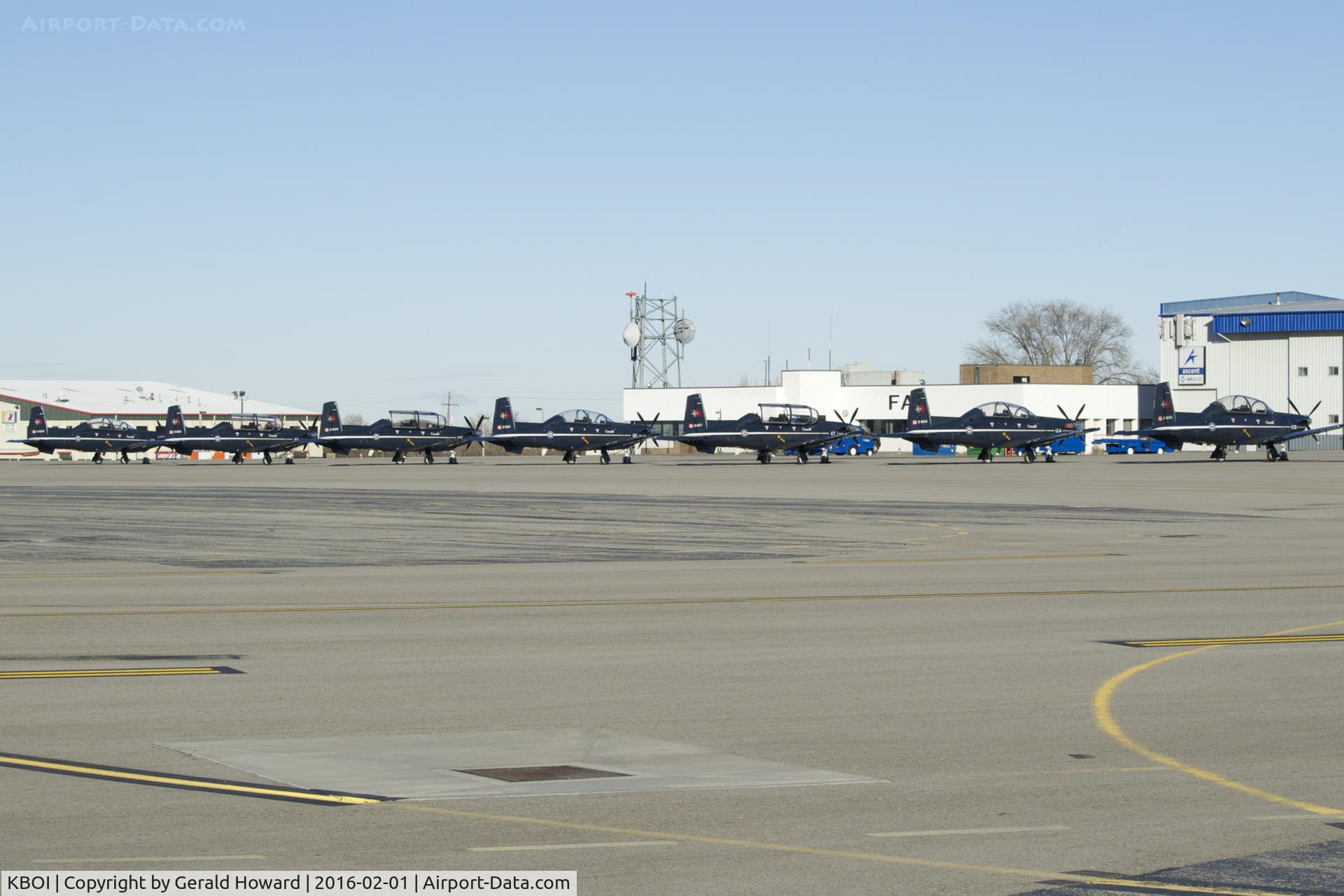 Boise Air Terminal/gowen Fld Airport (BOI) - Aircraft from No.2 CFFTS, Moose Jaw, Saskatchewan, Canada parked on the north GA ramp.