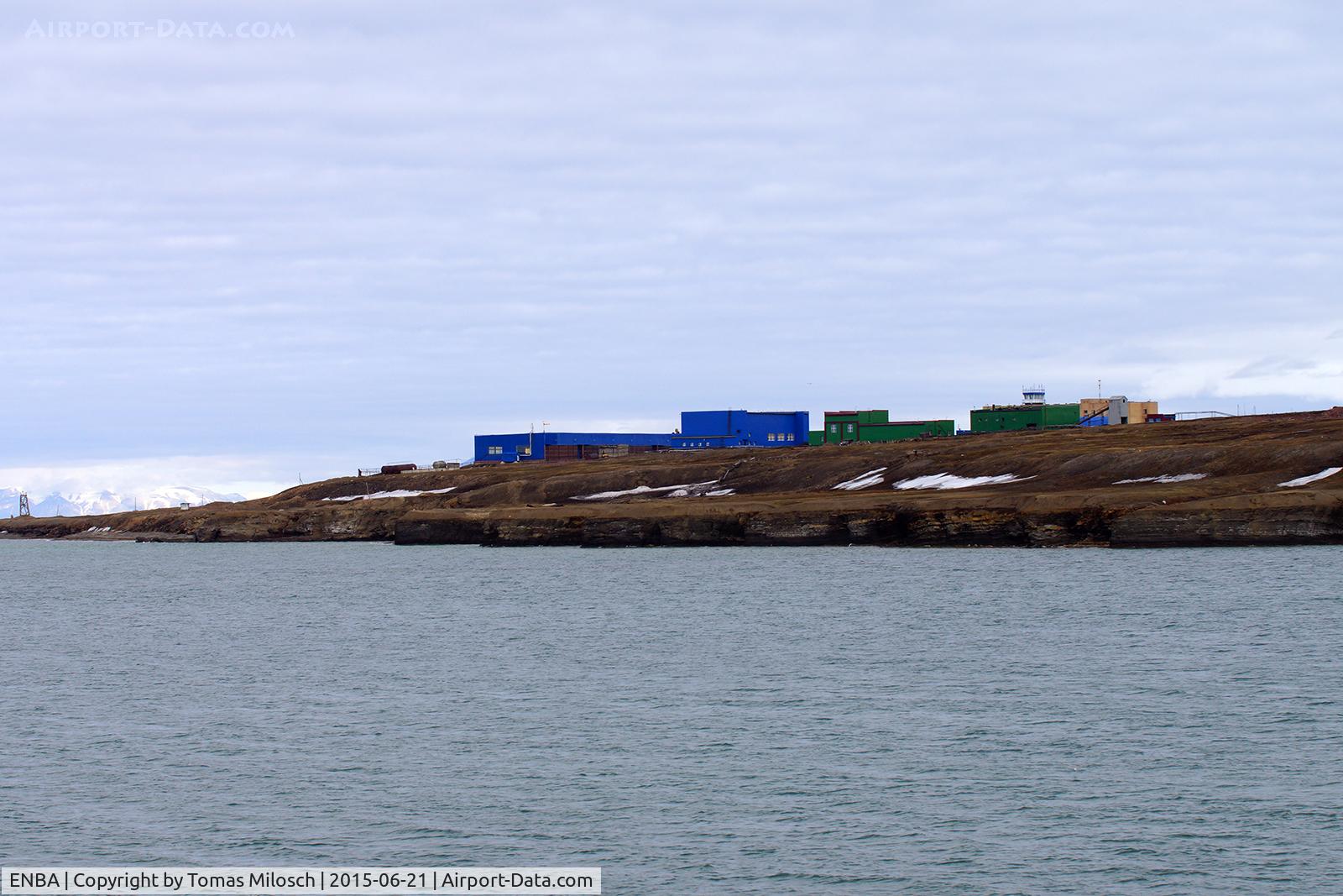 ENBA Airport - The Russian heliport Heerodden (ENBA) in Barentsburg, the second largest settlement on Svalbard, seen from the fjord.