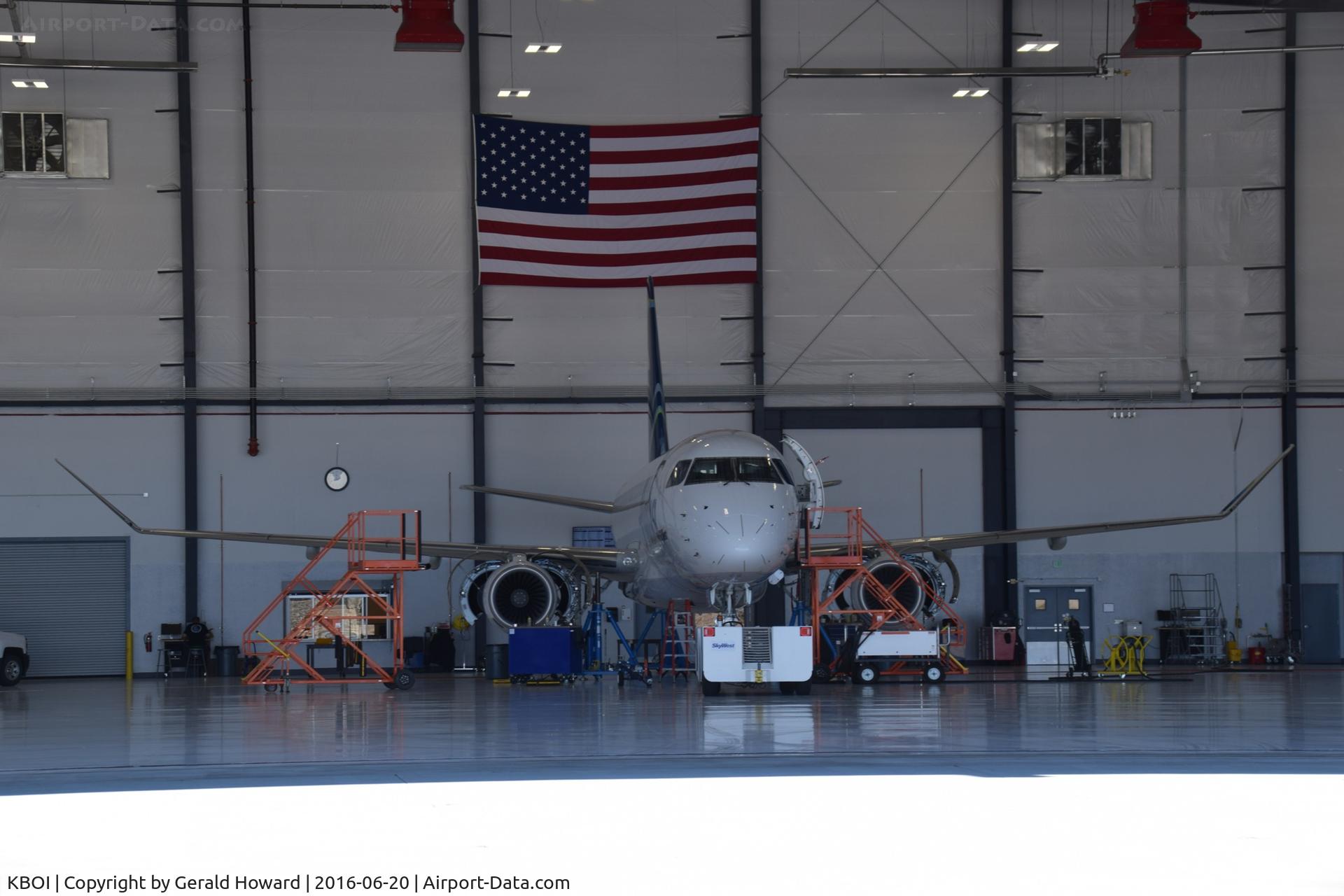 Boise Air Terminal/gowen Fld Airport (BOI) - Aircraft under going maintenance in new Skywest hangar.