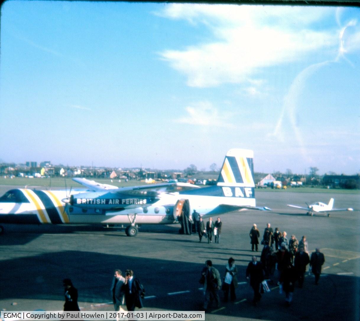 London Southend Airport, Southend-on-Sea, England United Kingdom (EGMC) - British Air Ferries arrival , Southend, February 1977