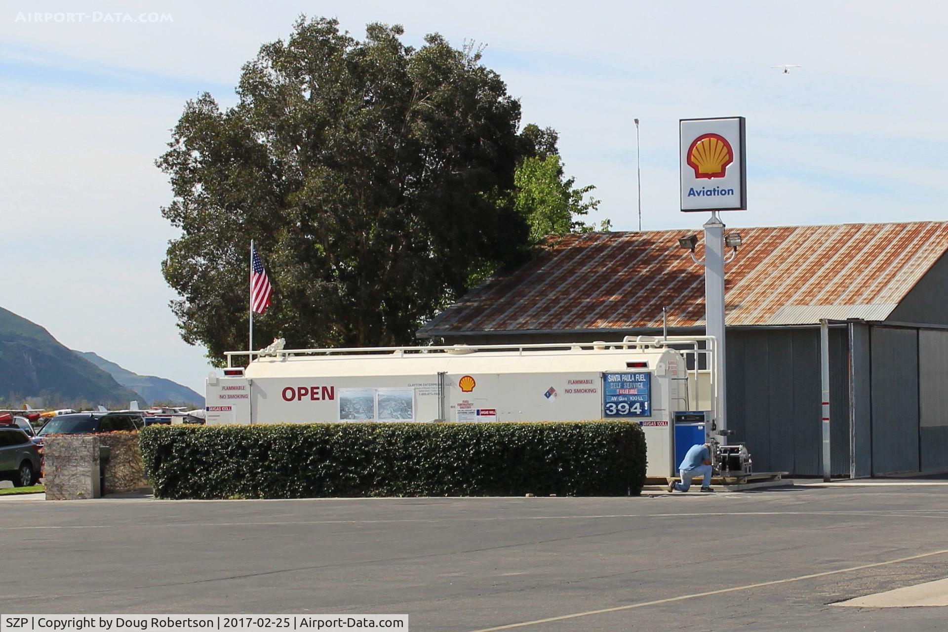 Santa Paula Airport (SZP) - Santa Paula Self-Serve SHELL 100LL Fuel Dock. Location: midfield North, no price change