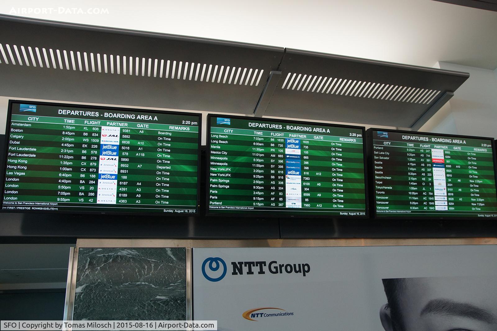 San Francisco International Airport (SFO) - Departures at Area A on a Sunday afternoon