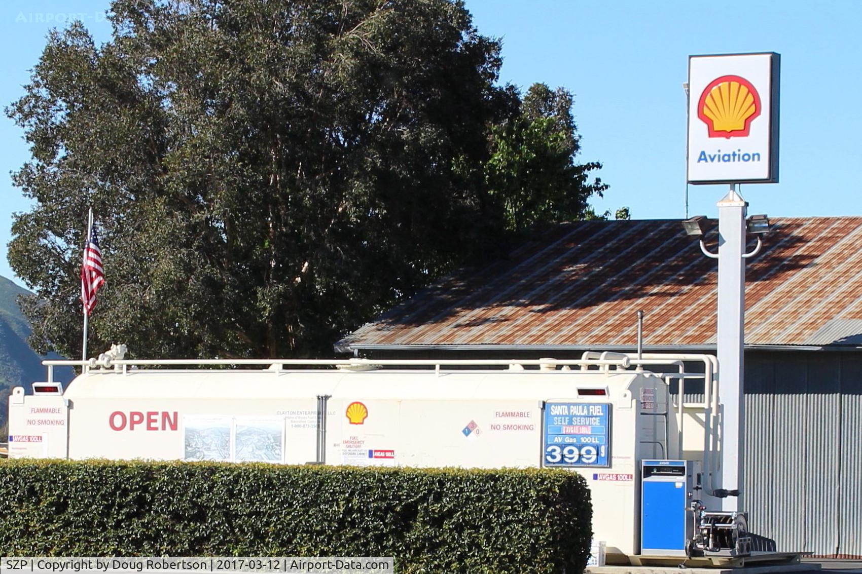Santa Paula Airport (SZP) - Santa Paula Airport Self-Serve SHELL Aviation 100LL Fuel Dock, Location: midfield North. Note price change. 