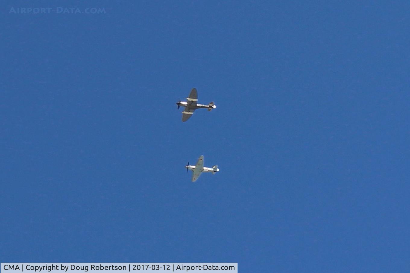 Camarillo Airport (CMA) - Commemorative Air Force-Southern California Wing based at CMA-Formation Overflight Rwy 26, at least eight of their WWII aircraft are airworthy.