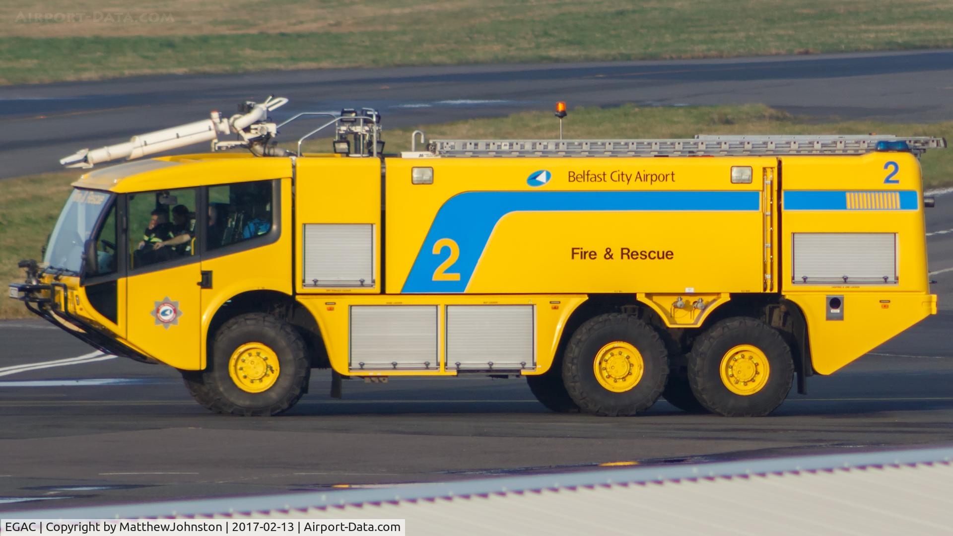 George Best Belfast City Airport, Belfast, Northern Ireland United Kingdom (EGAC) - Fire truck at EGAC