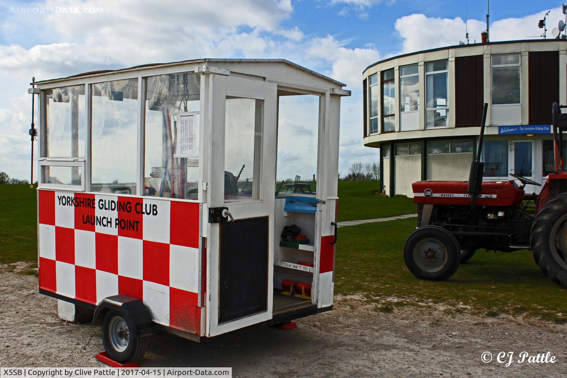 X5SB Airport - View of the Yorkshire Gliding Club Gliding Control Caravan and Clubhouse at X5SB Sutton Bank