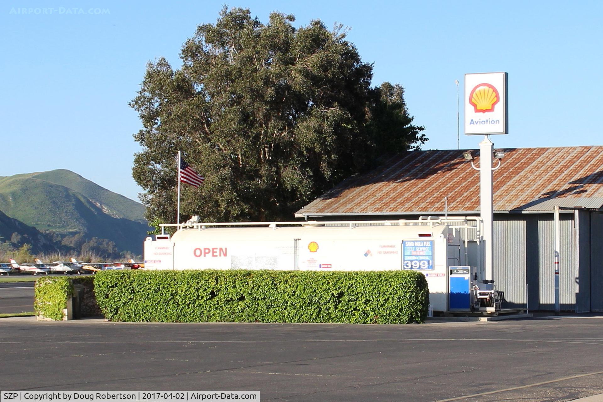 Santa Paula Airport (SZP) - Santa Paula Self-Serve SHELL Aviation 100LL Fuel Dock, Location: midfield North. Price unchanged.