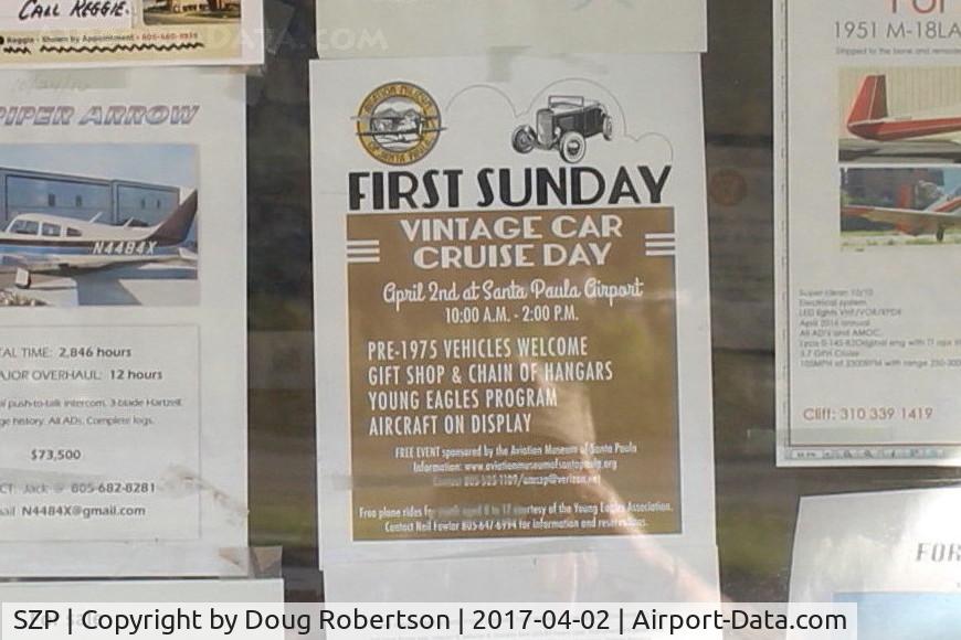 Santa Paula Airport (SZP) - First Sunday of April 2017 Advertisement of Airport attractions, including free Young Eagles aircraft flights (by prior reservations).