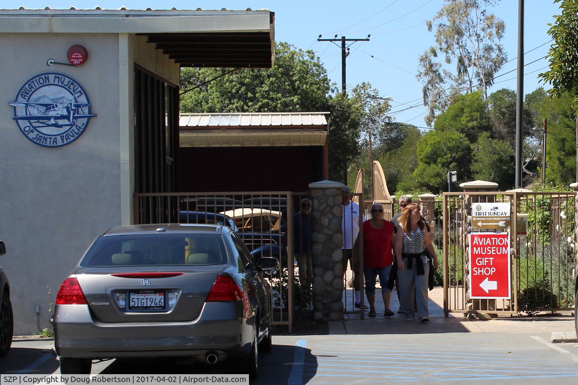Santa Paula Airport (SZP) - Aviation Museum of Santa Paula-Open First Sundays of each month 1000-1400. Displays, store, hangar visits with transportation or walk. Entrance/exit at parking lot. 