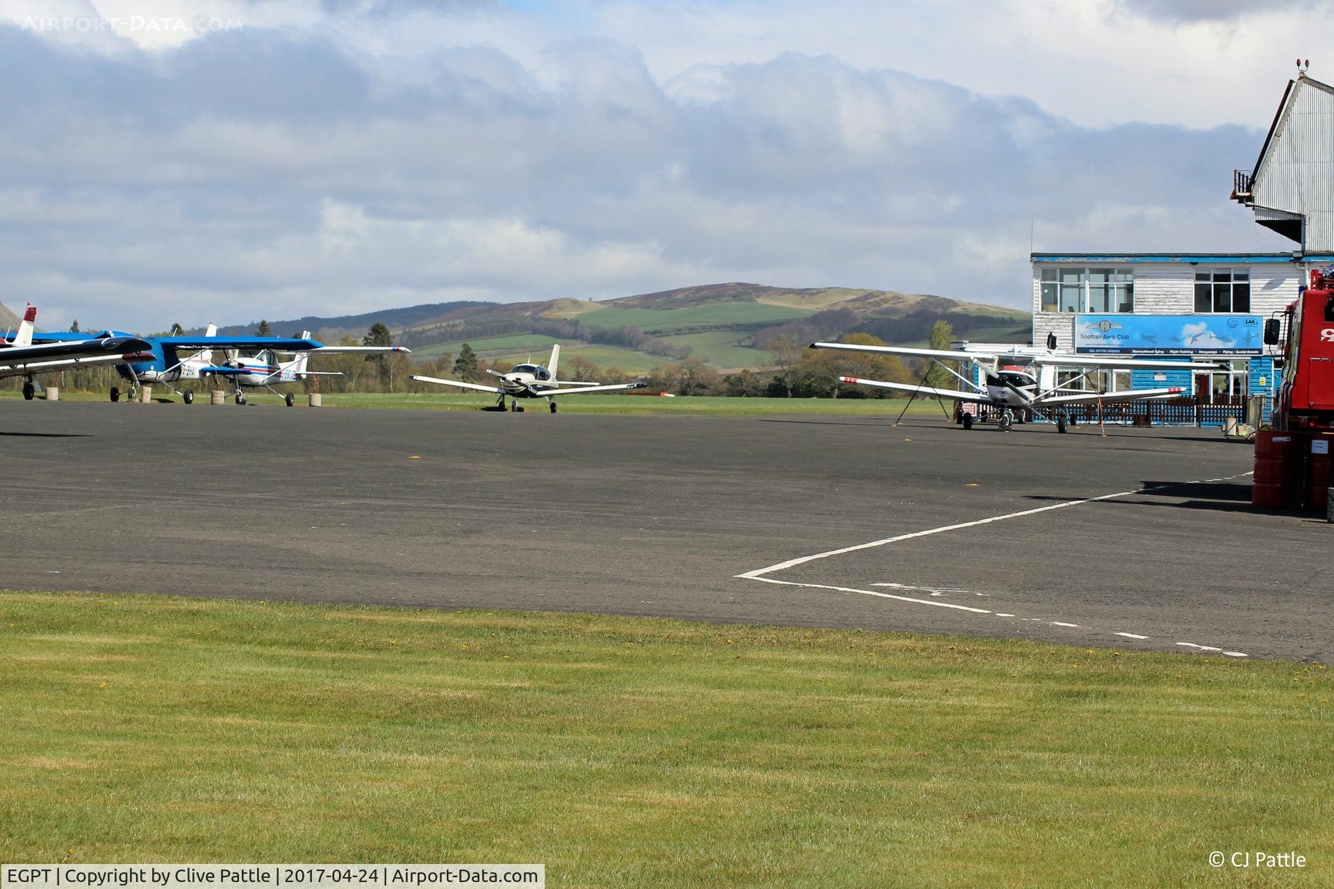 Perth Airport (Scotland), Perth, Scotland United Kingdom (EGPT) - Main apron view
