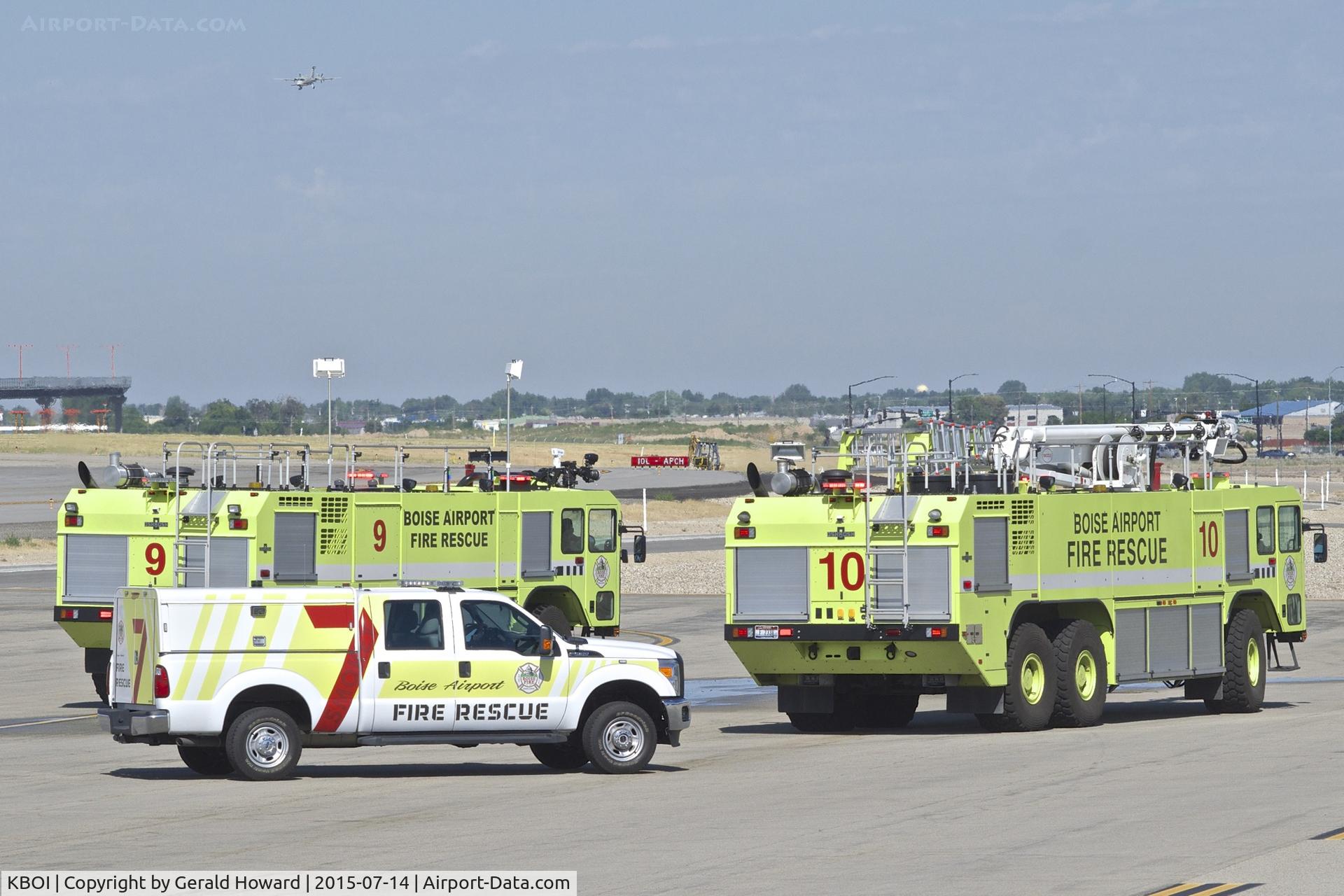Boise Air Terminal/gowen Fld Airport (BOI) - ARFF units after a practice run.