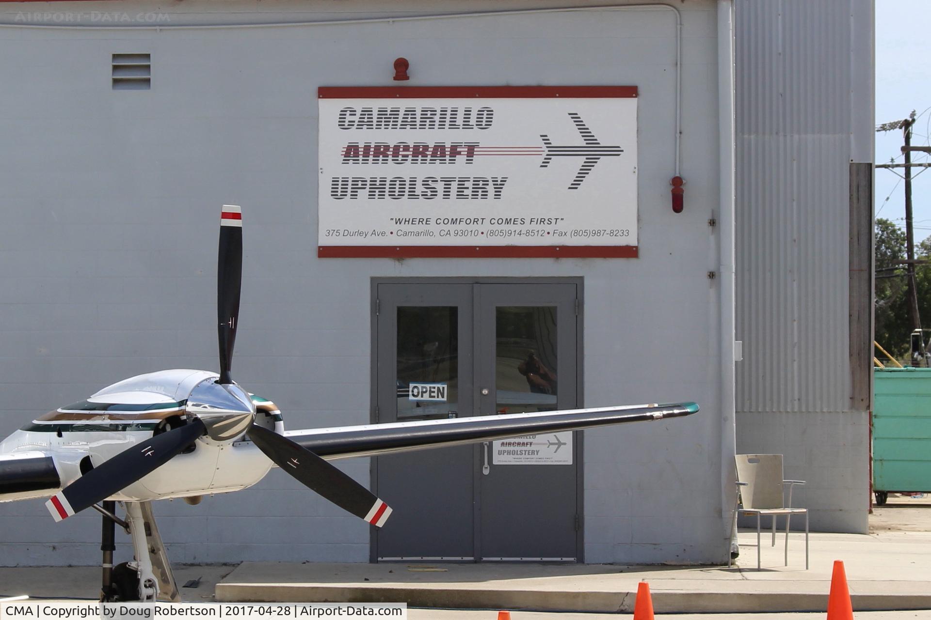 Camarillo Airport (CMA) - The signage tells all for this aircraft upholstery shop. 