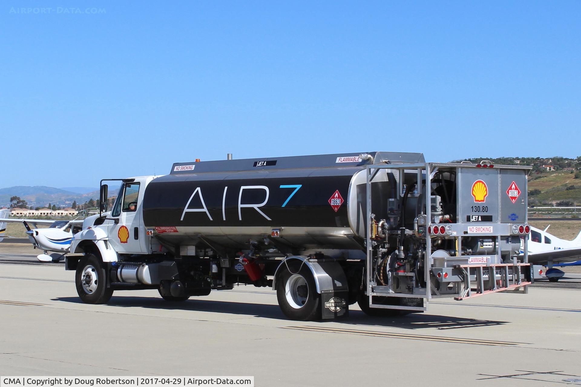 Camarillo Airport (CMA) - AIR7 Fueler- SHELL AVIATION 130, 80, JET-A, keeping busy with the crowd at AOPA-FLY-IN. CMA has multiple fuel sources including self-serve near the Tower. 