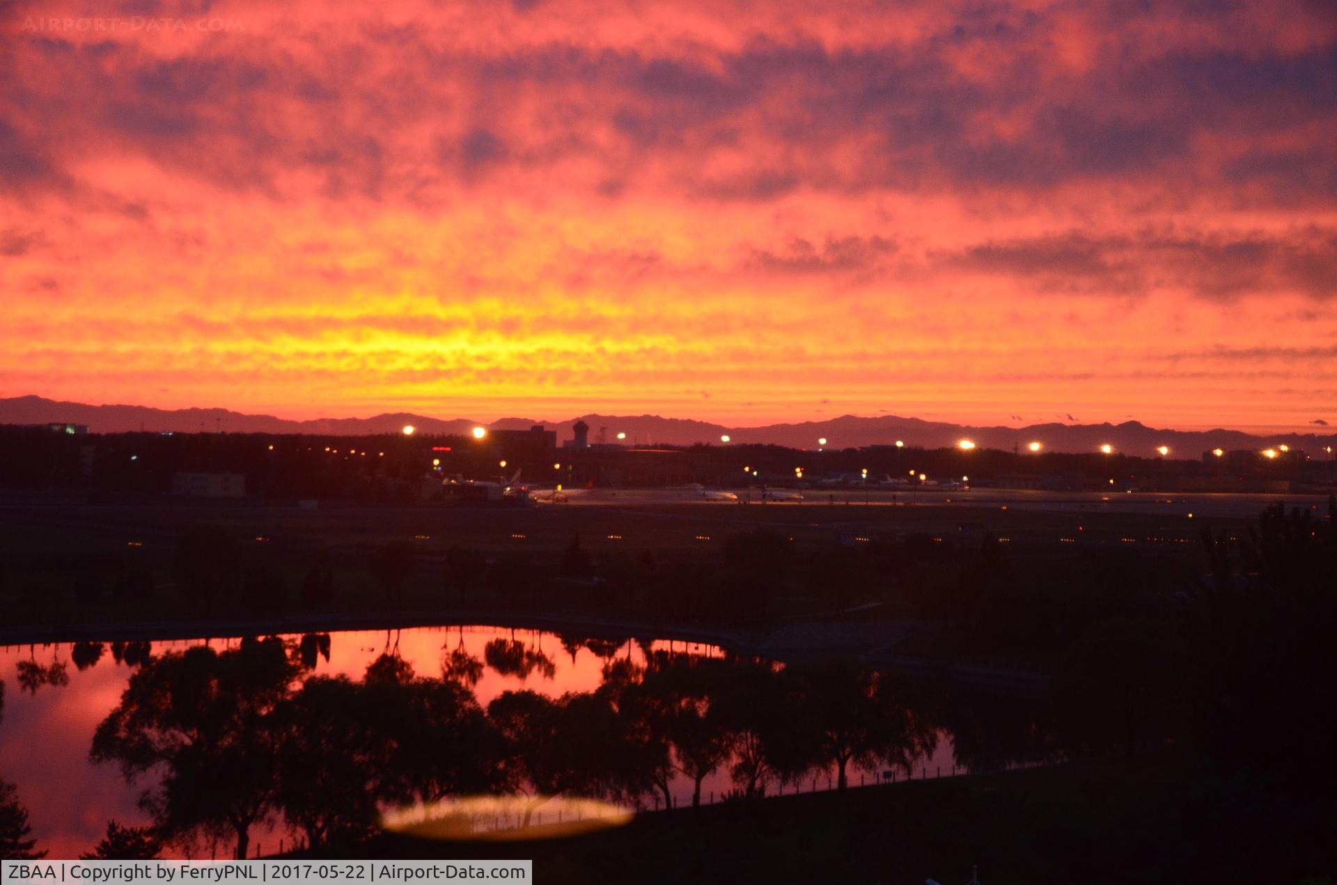 Beijing Capital International Airport, Beijing China (ZBAA) - Sunset over PEK