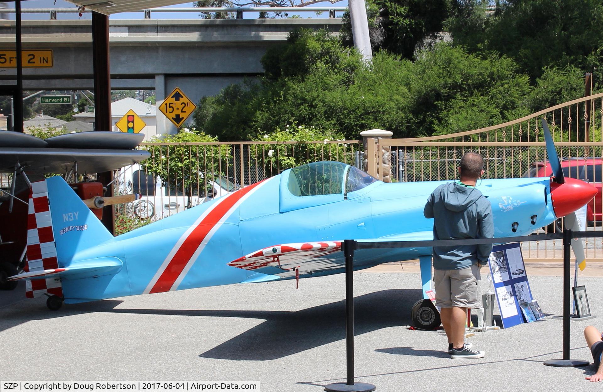 Santa Paula Airport (SZP) - Aviation Museum of SZP 1100 hours Featured Aircraft amplified Presentation by grandson pilot of builder of N3Y DeweyBird (highly modified Super Cosmic Wind Racer) bought back from Arizona. He has also flown it.