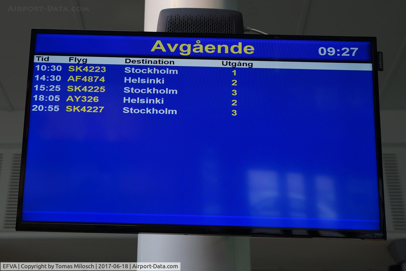 Vaasa Airport, Vaasa Finland (EFVA) - Five departures this Sunday ...