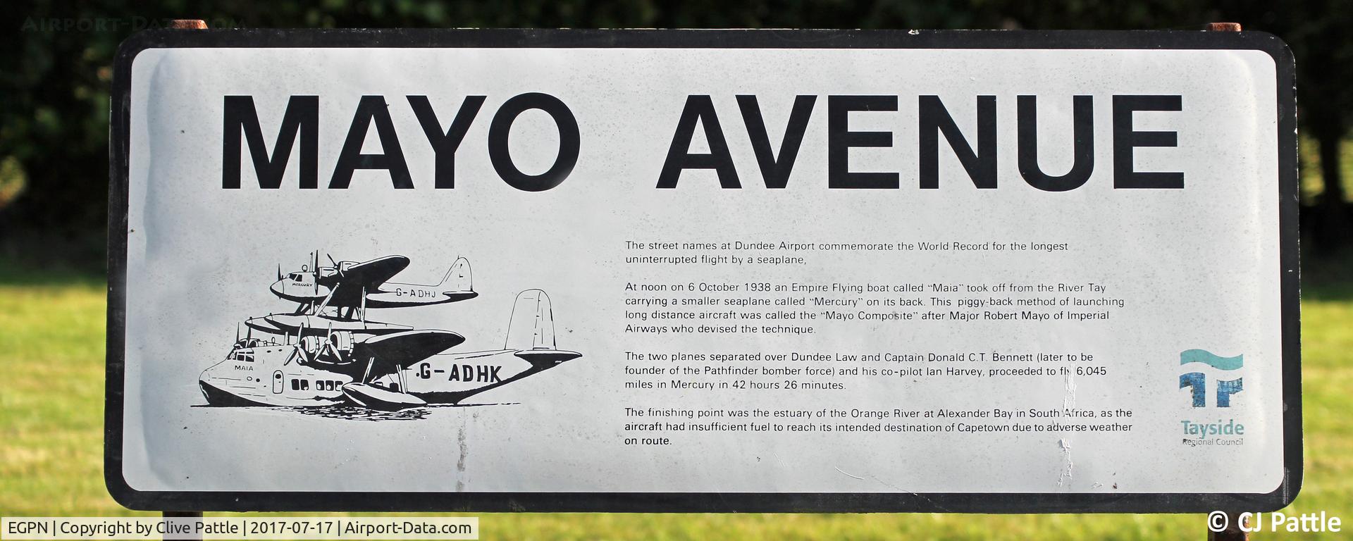 Dundee Airport, Dundee, Scotland United Kingdom (EGPN) - Commemorative Road Sign at Dundee (Riverside) Airport EGPN