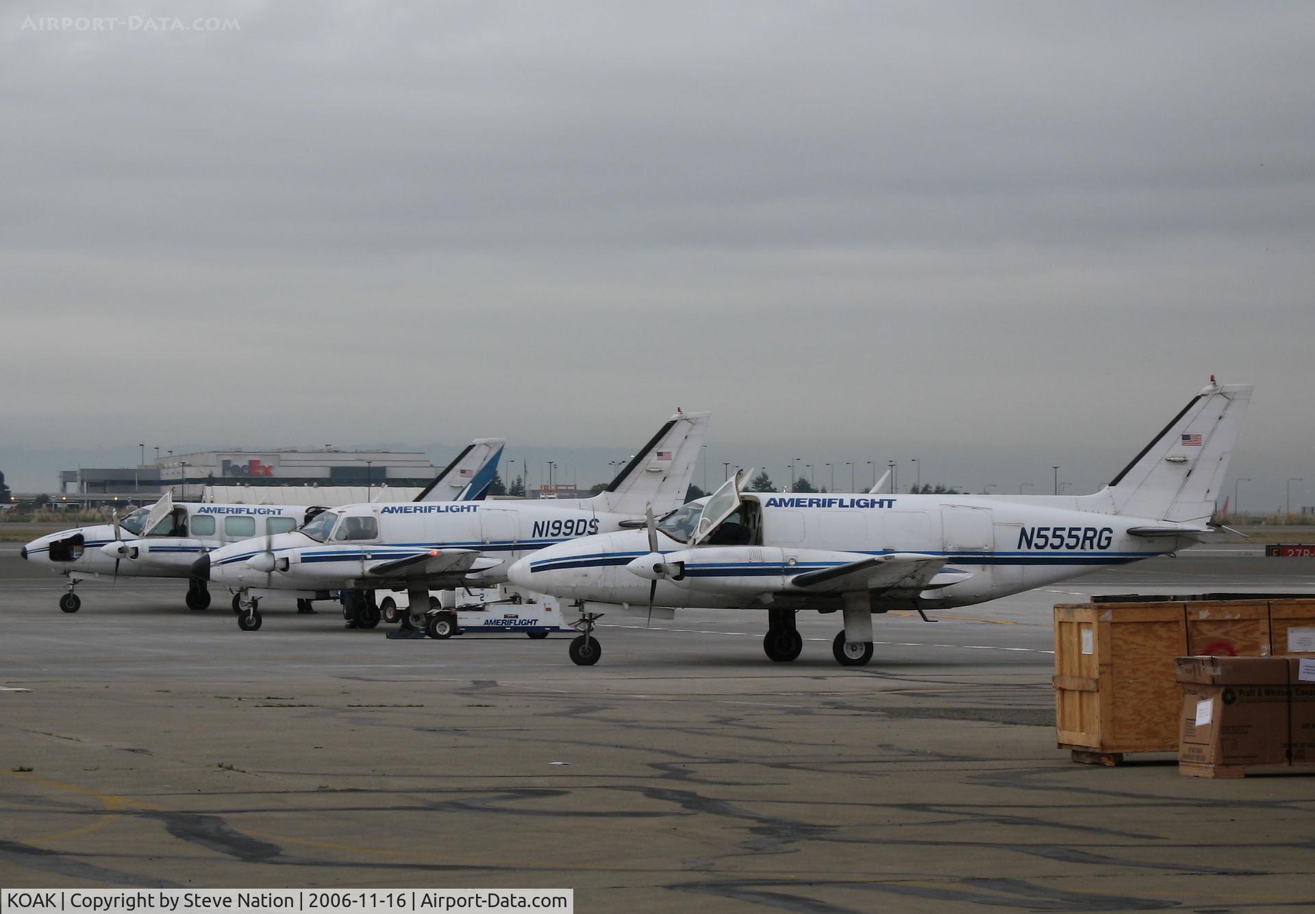 Metropolitan Oakland International Airport (OAK) - AMERIFLIGHT PA-31-350 Navajo Freighters ready for moving launch @ Oakland International Airport, CA North Field 