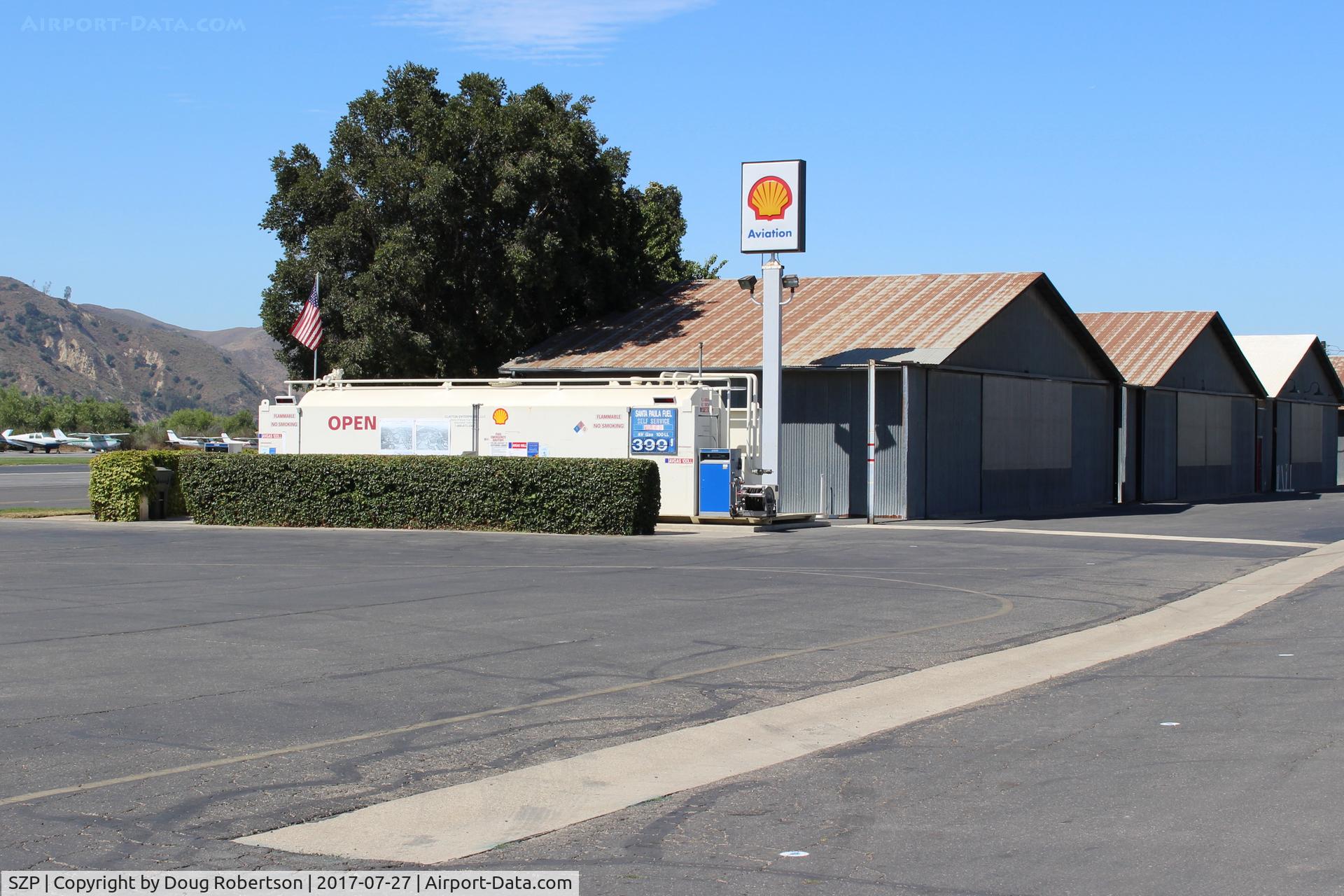 Santa Paula Airport (SZP) - Santa Paula Self-Serve SHELL 1OOLL Fuel Dock, two pumps, location: Midfield North. No price change.