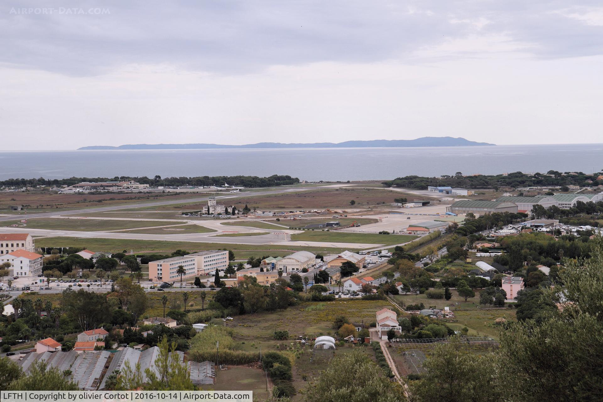Hyères Le Palyvestre Airport, Hyères France (LFTH) - french navy base in the foreground, civil airport in the background