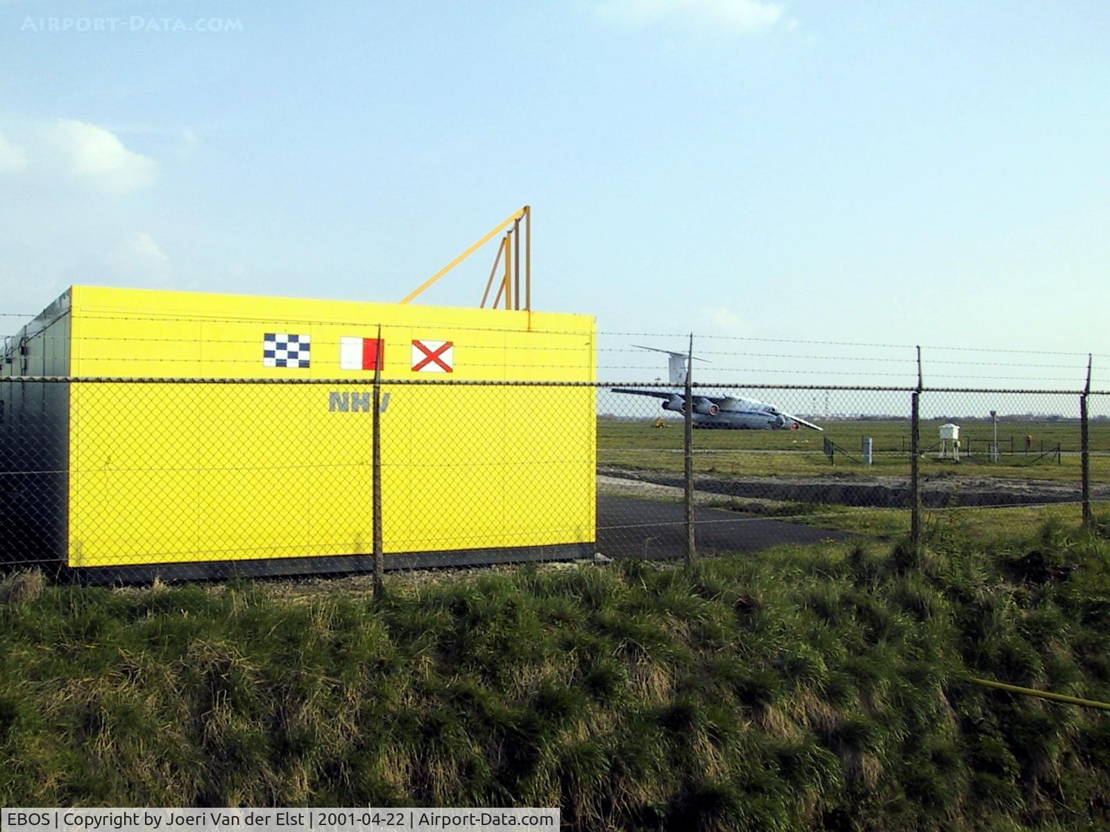 Ostend-Bruges International Airport, Ostend Belgium (EBOS) - Original office Noordzee helikopters Vlaanderen. 
Ilyushin UR-78821 landed without nosewheel and written off