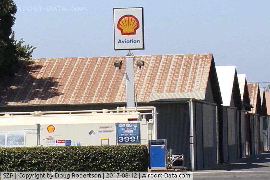 Santa Paula Airport (SZP) - Santa Paula self-serve SHELL AVIATION 100LL Fuel Dock, Location: midfield North. No price change.