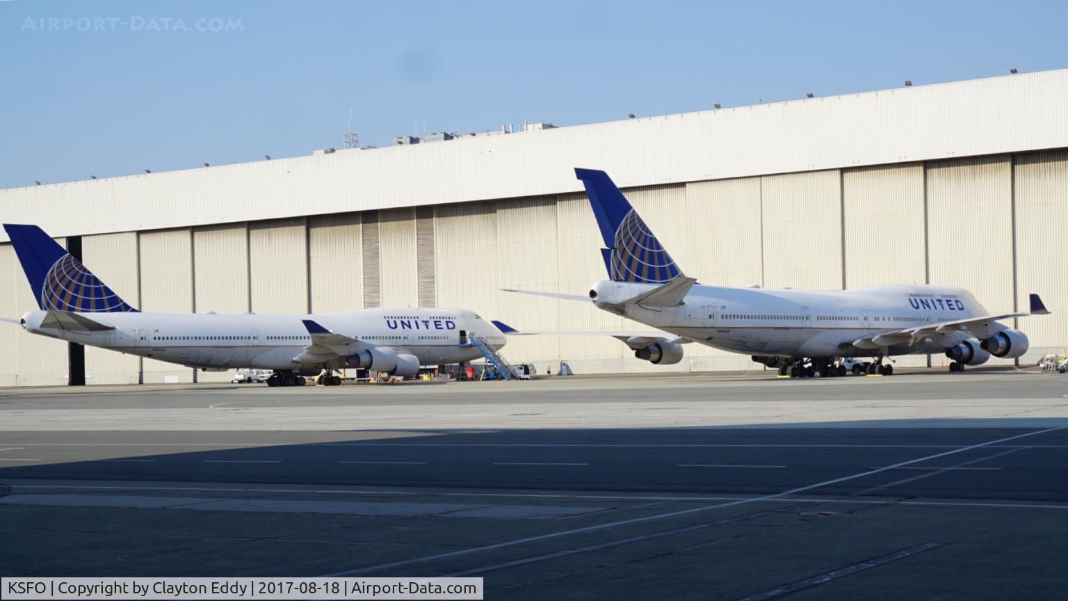 San Francisco International Airport (SFO) - Two wide bodies at SFO. 2017.