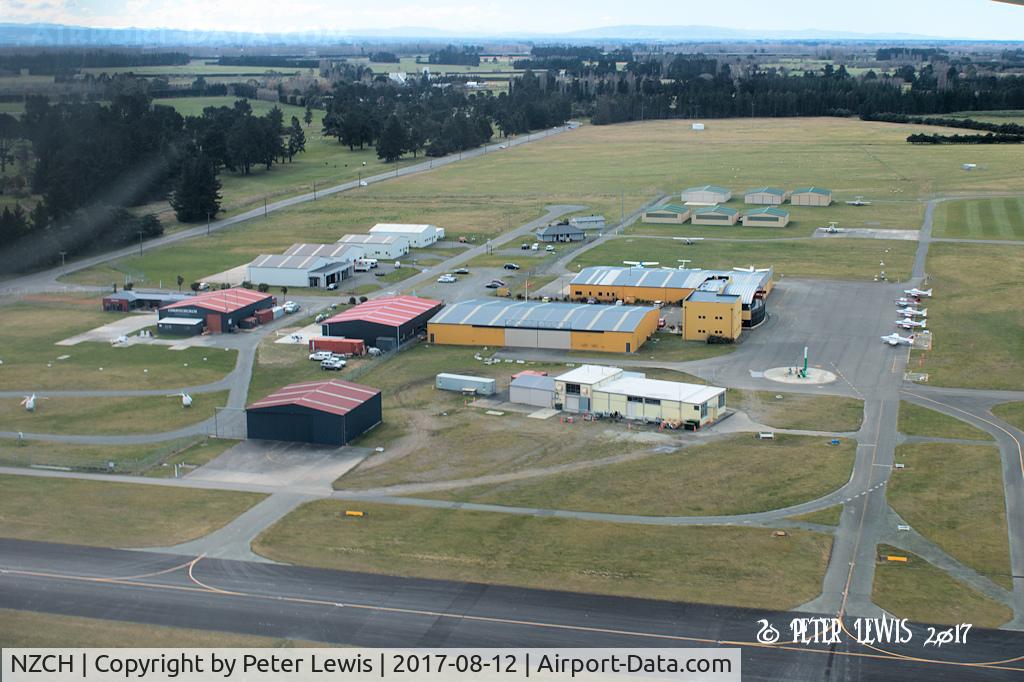 Christchurch International Airport, Christchurch New Zealand (NZCH) - Aero club facility at Christchurch International, view from climbout off RW29