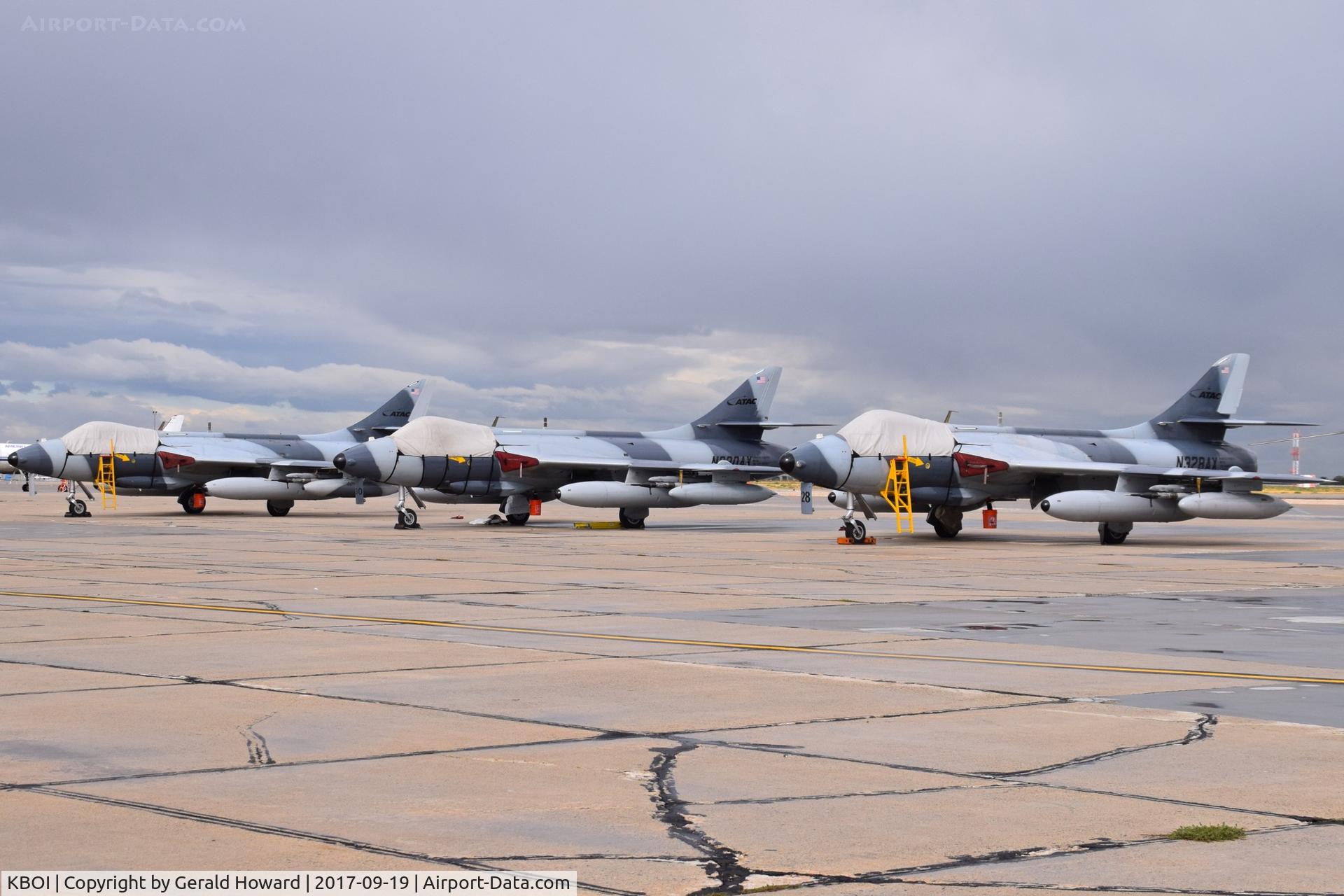 Boise Air Terminal/gowen Fld Airport (BOI) - Three Hawker Hunters from ATAC parked on the south GA ramp. Used for training with active military jets.