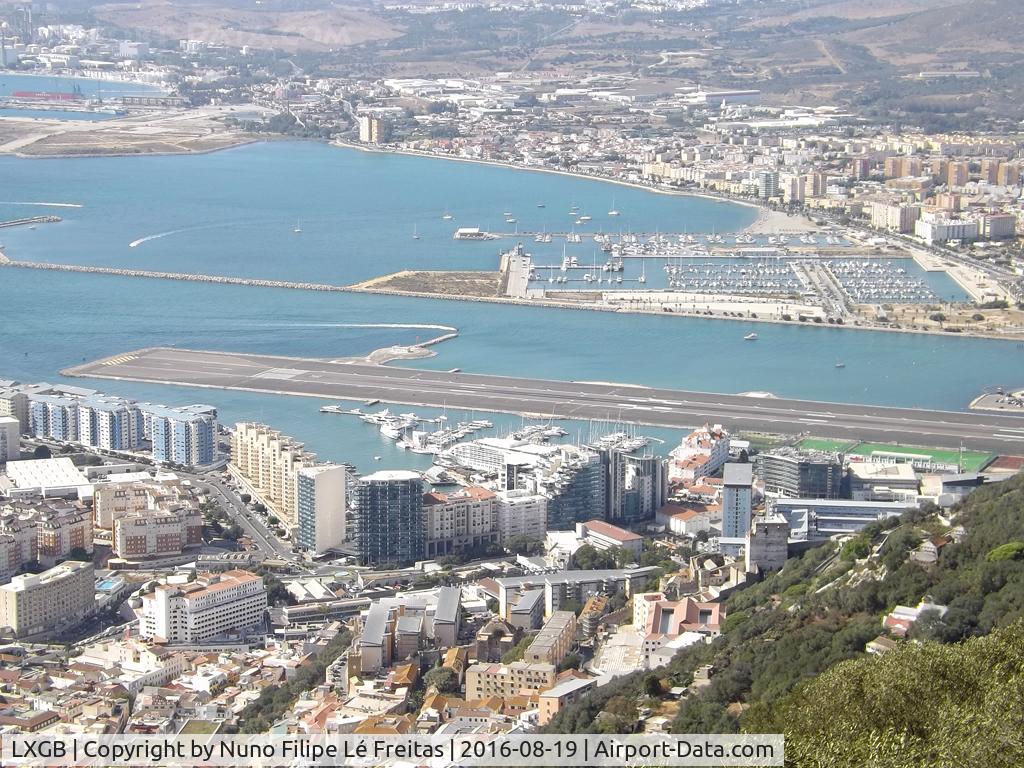 Gibraltar Airport, Gibraltar Gibraltar (LXGB) - View from the rock.
