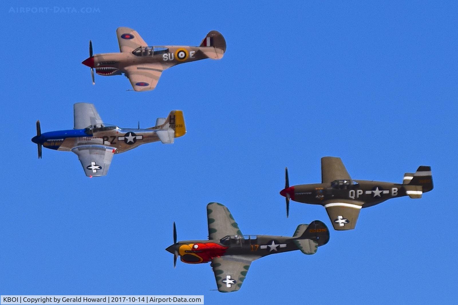 Boise Air Terminal/gowen Fld Airport (BOI) - Local P-40s & P-51s flying during the Gowen Field airshow.