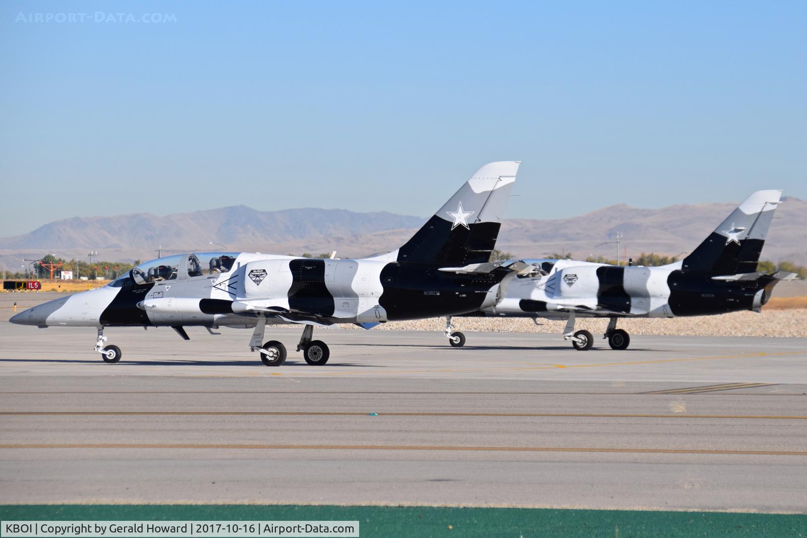 Boise Air Terminal/gowen Fld Airport (BOI) - Two L-39Cs from the Black Diamond Jet Team getting ready to depart BOI. Aircraft were on static display during the Gowen Field air show.