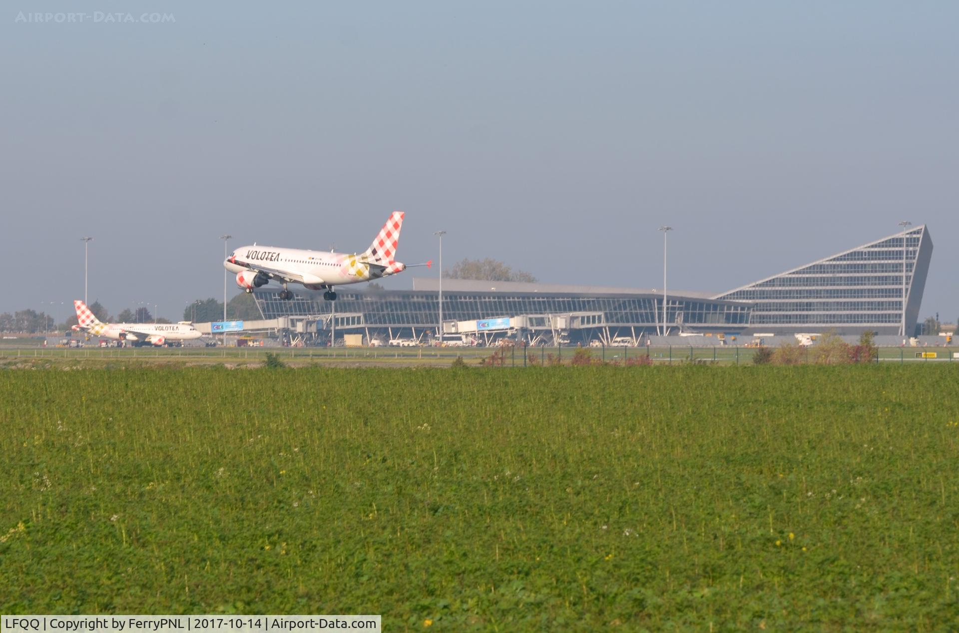 Lille Lesquin Airport, Lille France (LFQQ) - Overlooking the runway towards the terminal of Lille Lesquin Airport in northern France.
